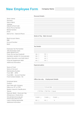 Fillable Payroll for New Employee Template