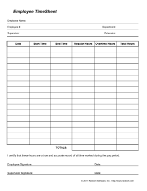 Payroll Timesheets for Employees Template