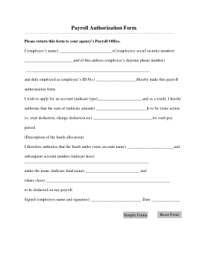 Payroll Authorization Form Template
