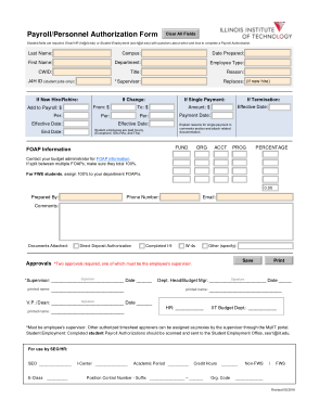 Payroll Personnel Authorization Form Template