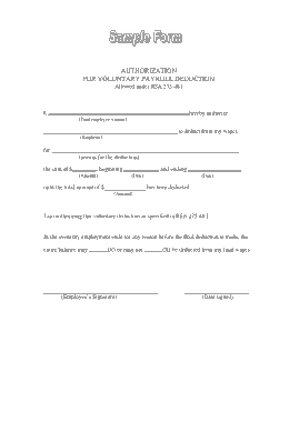 Authorization for Voluntary Payroll Deduction Form Template