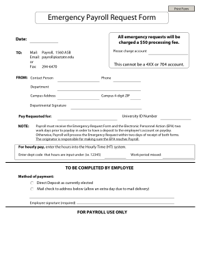 Emergency Payroll Request Form Template