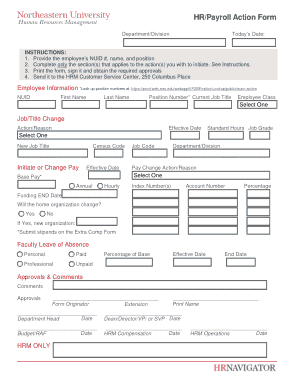 HR Payroll Action Form Template