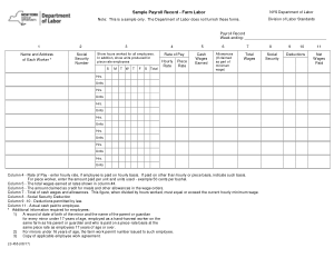 Sample Payroll Record for Farm Labor Template