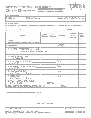 Summary of Monthly Payroll Report Template