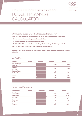 Free Download PDF Books, Budget Planner Calculator Template