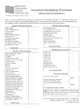 Free Download PDF Books, Household Family Budget Planning Worksheet Template