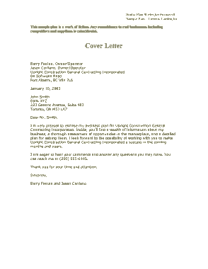 Business Project Proposal Cover Letter Template