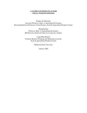 Sample Food Business Plan and Proposal Project Template