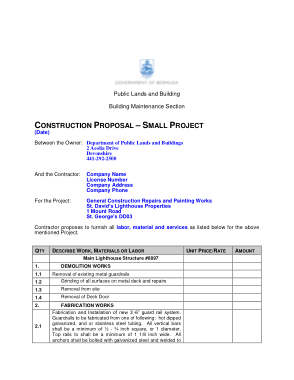 Small Project Construction Business Proposal Template