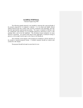 Chemical Engineering Project Proposal Sample Template
