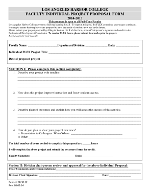 Faculty Project Proposal Report Form Template