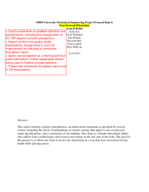 Mechanical Engineering Project Proposal Report Template