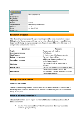 Academic Research Skills Project Proposal Template