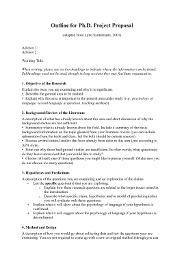 Outline for Ph.D. Project Proposal Template