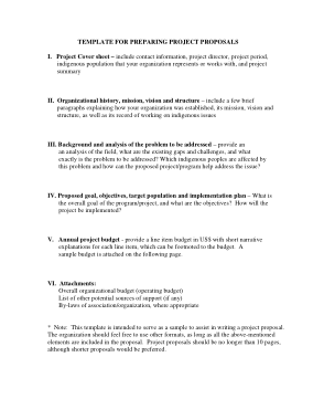 Sample Project Proposal Preparation Template
