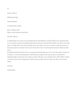 Project Proposal Refusal Letter Template