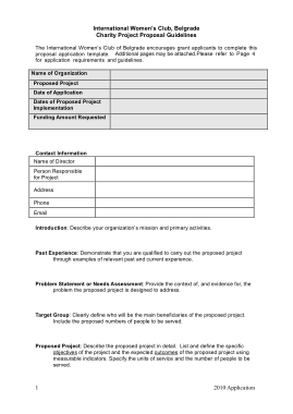 Charity Project Budget Proposal Template