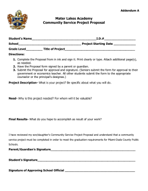 Community Service Project Proposal Template