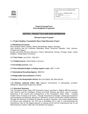 Extra Bufgetary Program Project Proposal Form Template