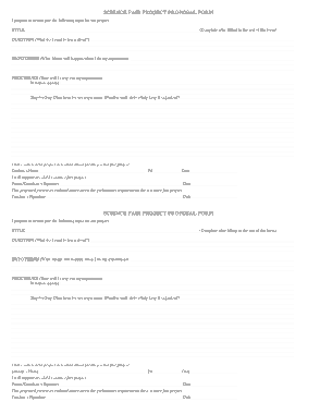 Science Fair Project Proposal Form Template