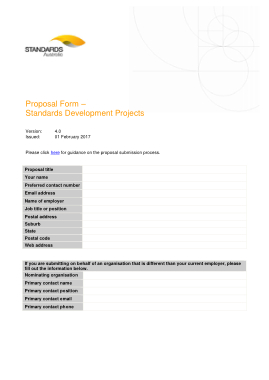 Standards Development Project Proposal Form Template
