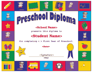 Sample Preschool Graduation Certificate Template