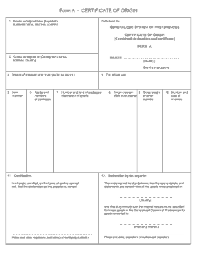 Free Download PDF Books, Origin Certificate FormA Template