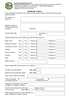 Printable Rent Certificate Form Template