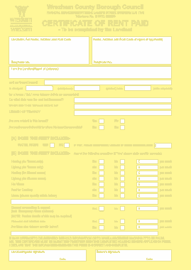Rent Paid Certificate Form Template