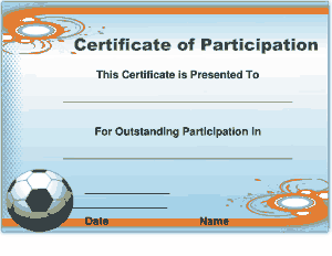 Football Certificate of Participation Template