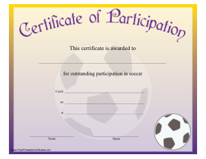 Football Participation Certificate Template