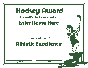 Hockey Award Certificate Template
