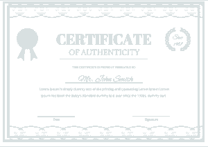 Company Name Authenticity Certificate Template