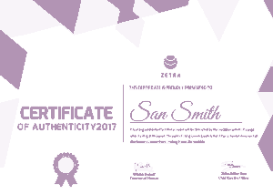 Purple Colour Authenticity Certificate Template