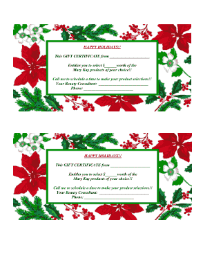 Holiday Gift Certificate Printable Template