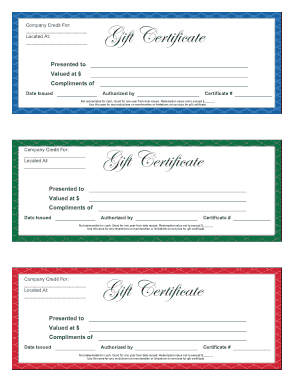 Samples Blank Gift Certificate Template