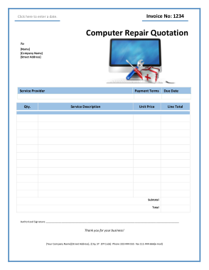 Free Download PDF Books, Computer Repair Quotation Template