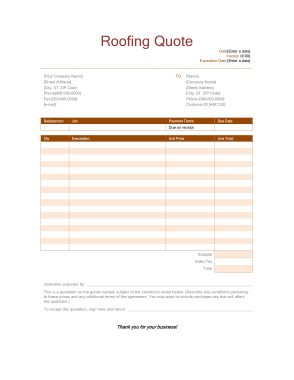 Free Download PDF Books, Roofing Repair Quote Template