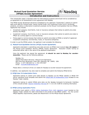 Mutual Fund Quotation Service Access Template