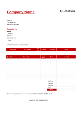 Price Quotation Sample Template
