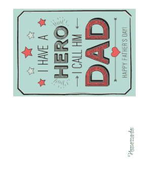Fathers Day Cards Hero Dad Wordart Template