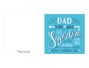 Fathers Day Cards Superhero Word Art Template