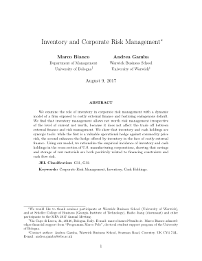 Inventory and Corporate Risk Management Sample Template