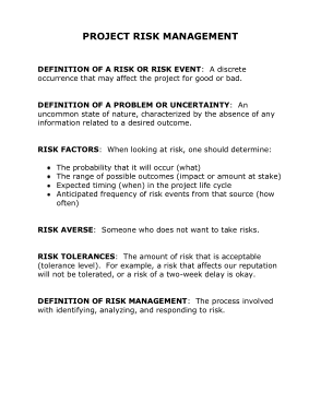 Project Risk Management Plan Sample Template