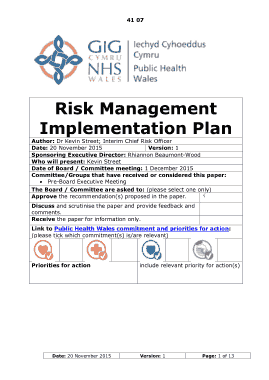 Risk Management and Implementation Plan Template
