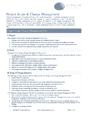 Change Management Project Scope Plan Template