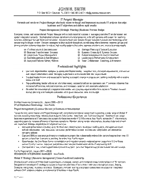 IT Project Management Resume Template