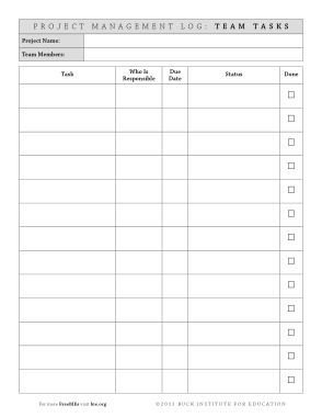 Log Sheet For Project Management Template