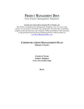 Project Management Communication Plan Template